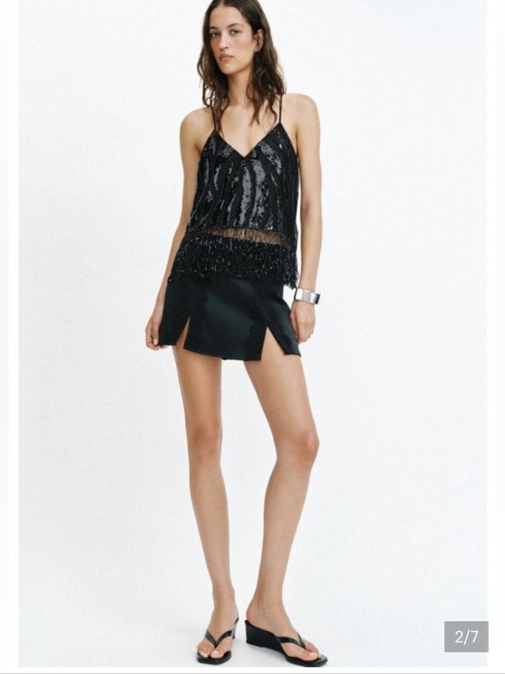 Zara Black Mini Skort with Lace Trim